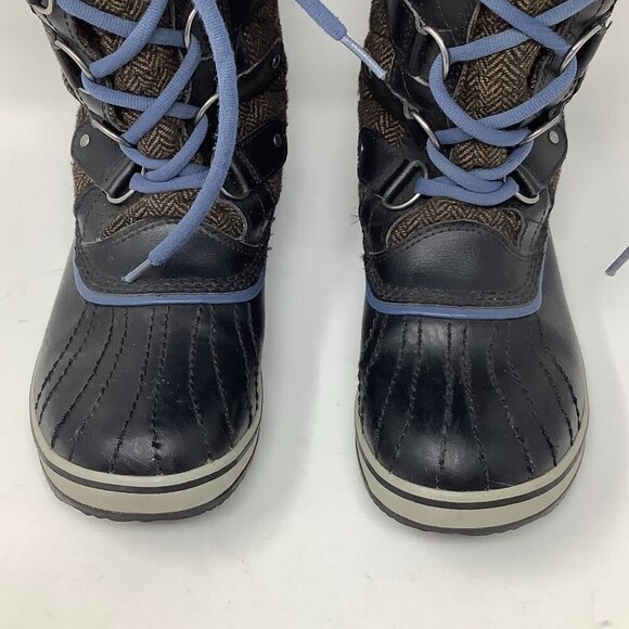 Sorel women's Tofino Herringbone tall boots 8.5 brown blue laces winter snow - Picture 3 of 9